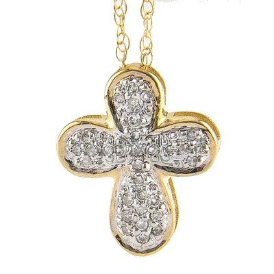 Monary Pave Cross Necklace (yg) In Silver