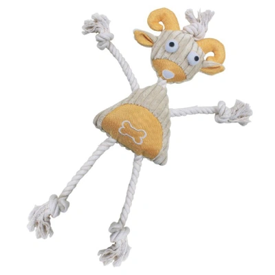 Pet Life 'doll Mannequin' Natural Jute And Rope Squeak Dog Toy In Yellow