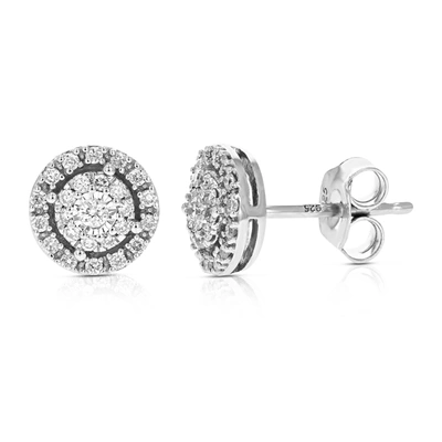 Vir Jewels 1/4 Cttw Round Lab Grown Diamond Stud Earrings Prong Set On Round Shaped .925 Sterling Silver
