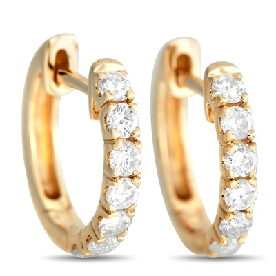 Non Branded Lb Exclusive 14k Yellow Gold 0.59ct Diamond Hoop Earrings In Silver