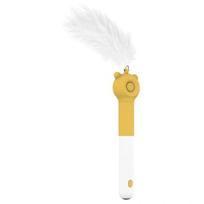 Pet Life 'kitique" 3-in-1 Retractable And Extendable Feathered And Laser Wand Kitty Cat Teaser In Yellow