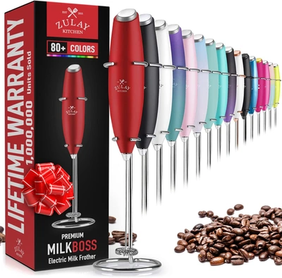 Zulay Kitchen Original Handheld Milk Frother In Red
