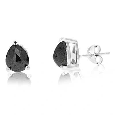 Vir Jewels 3.50 Cttw Pear Shape Black Diamond Stud Earrings .925 Sterling Silver Prong Set