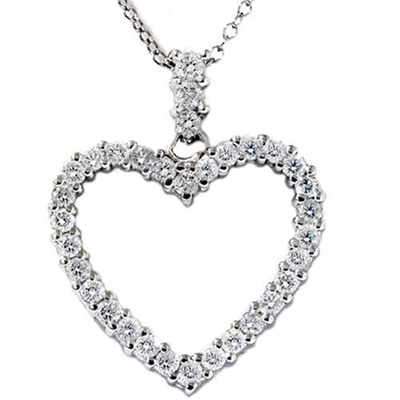Pompeii3 3/4ct Real Diamond Heart Shape Pendant 14k White Gold In Silver