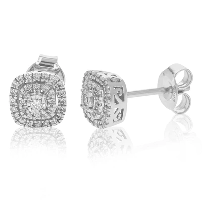 Vir Jewels 1/4 Cttw Round Cut Lab Grown Diamond Stud Earrings Square Shape .925 Sterling Silver Prong Set