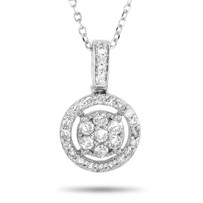 Non Branded Lb Exclusive 14k White Gold 0.25 Ct Diamond Pendant Necklace In Silver