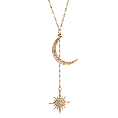 Liv Oliver 18k Gold Star & Moon Necklace In Silver