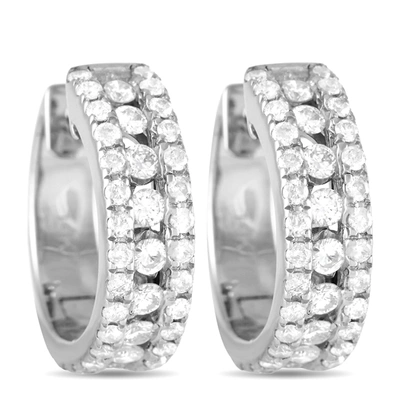 Non Branded Lb Exclusive 14k Rose Gold 1.0ct Diamond Hoop Earrings In White