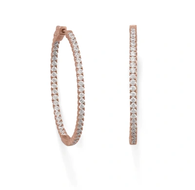 Liv Oliver 18k Rose Gold Embellished Hoop Earrings In Silver