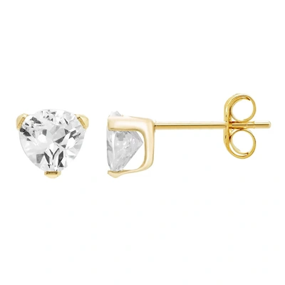 A & M 14k Gold Cubic Zirconia Tiny Stud Earrings In Silver