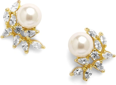 Liv Oliver 18k Multi Shape Cz & Pearl Fancy Earrings In Silver
