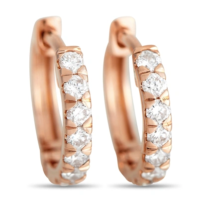 Non Branded Lb Exclusive 14k Rose Gold 0.37ct Diamond Hoop Earrings In Silver