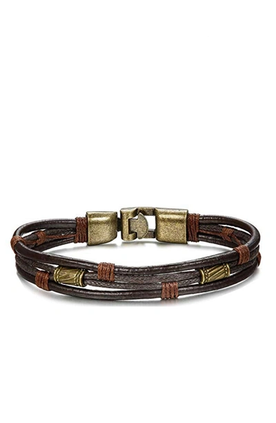 Stephen Oliver Gold & Brown Leather Bracelet
