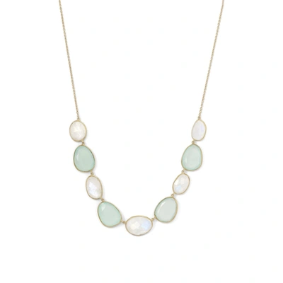 Liv Oliver 18k Gold Moonstone & Chalcedony Necklace In Green