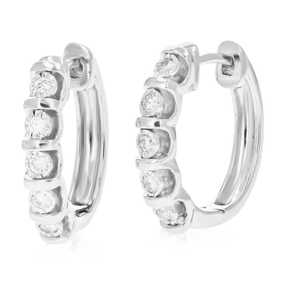 Vir Jewels 1/4 Cttw Round Lab Grown Diamond Hoop Earrings .925 Sterling Silver Channel Set 2/3 Inch