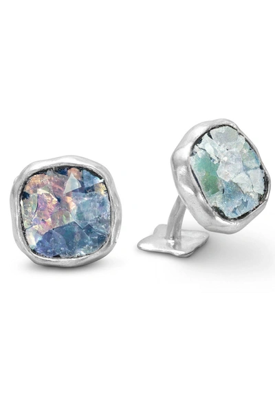 Stephen Oliver Sterling Silver Cufflinks In Blue