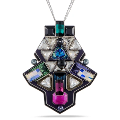 Swarovski Buzz Multicolor Geometric Crystal Pendant Long Chain Necklace