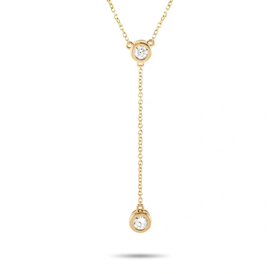 Non Branded Lb Exclusive 14k Yellow Gold 0.20 Ct Diamond Pendant Necklace In White