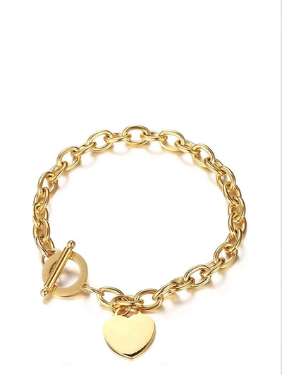 Liv Oliver 18k Gold Heart Charm Bracelet