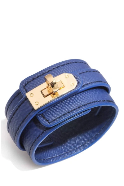 Liv Oliver 18k Gold Blue Leather Bracelet