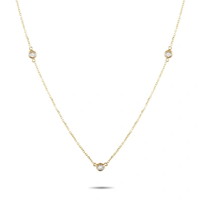 Non Branded Lb Exclusive 14k Yellow Gold 0.15 Ct Diamond Necklace In White