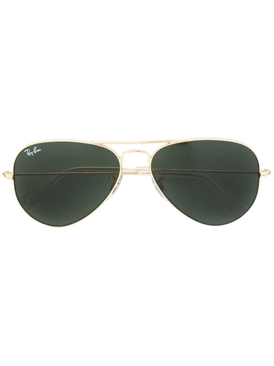 Ray Ban Monochromatic Metal Aviator Sunglasses, Yellow Pattern In Green Classic G-15