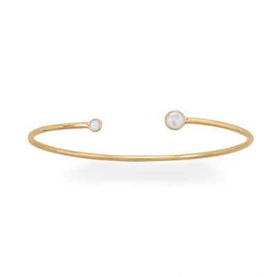 Liv Oliver 18k Gold Moonstone Cuff Bangle In Silver