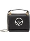 Fendi Kan I Small Logo Leather Shoulder Bag In Black