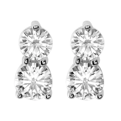 Pompeii3 1/2ct Forever Us Two Stone Diamond Studs Womens Earrings 14k White Gold In Silver