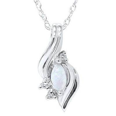 Pompeii3 1/4ct Marquise Opal Fancy Diamond Solitaire Accent Pendant 14k White Gold In Blue