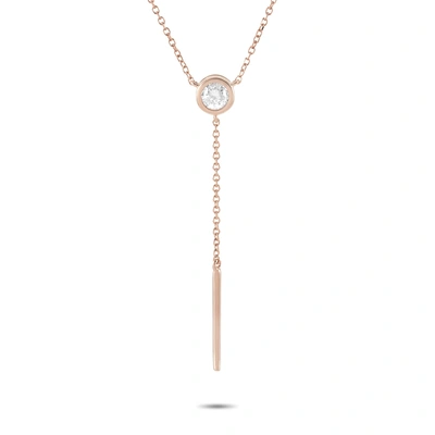 Non Branded Lb Exclusive 14k Rose Gold 0.25 Ct Diamond Pendant Necklace In Silver