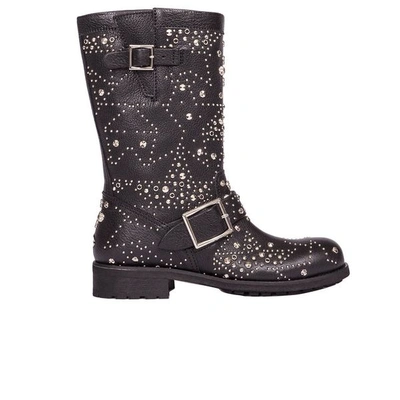 Jimmy Choo Black Leather Biker Boots