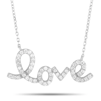 Non Branded Lb Exclusive 14k White Gold 0.26 Ct Diamond Love Pendant Necklace In Silver