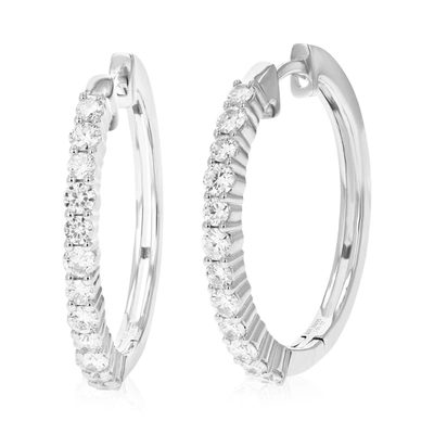 Vir Jewels 1 Cttw Round Lab Grown Diamond Hoop Earrings .925 Sterling Silver Prong Set 1 Inch