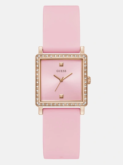 Guess Factory Rose Gold-tone And Pink Square Analog Watch