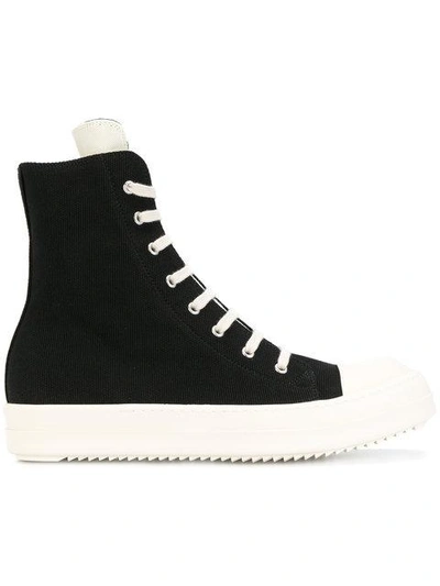 Rick Owens Drkshdw Black Embroidered High-top Sneakers