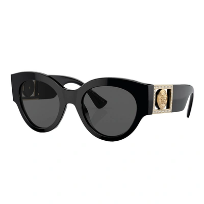 Versace Ve 4438b Gb1/87 52mm Womens Round Sunglasses In Black