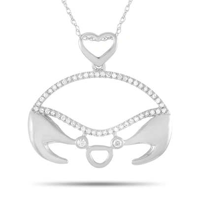 Non Branded Lb Exclusive 14k White Gold 0.16 Ct Diamond Crab Pendant Necklace In Silver