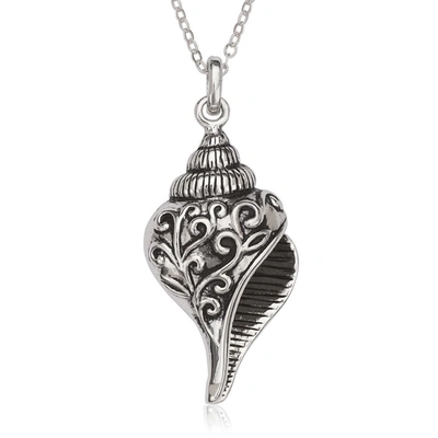 Simona Sterling Silver Fancy Oxidized Seashell Pendant