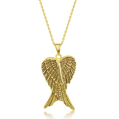 Simona Sterling Silver Pair Of Angel Wings Pendant In Gold