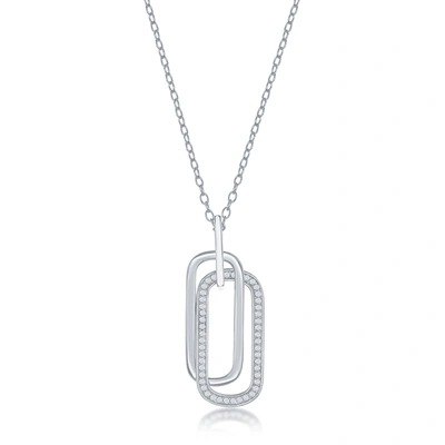 Simona Sterling Silver Double Oval Cz Necklace