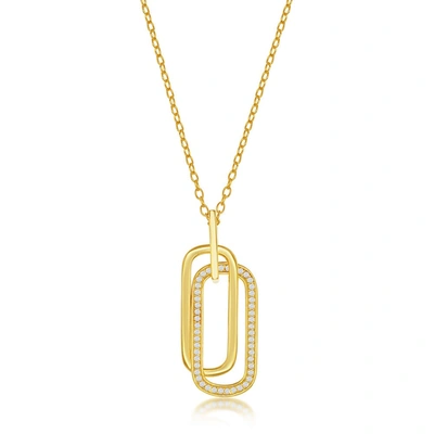 Simona Sterling Silver Double Oval Cz Necklace In Gold