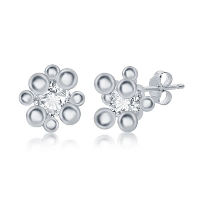 Simona Sterling Silver Cz Multi-bead Stud Earings