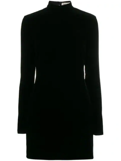 Saint Laurent Open Back Velvet Mini Dress In Black