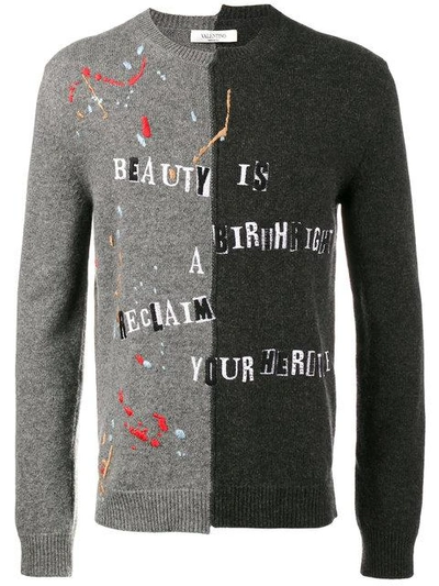 Valentino Beauty Is A Birthright Intarsia Jumper In Grey