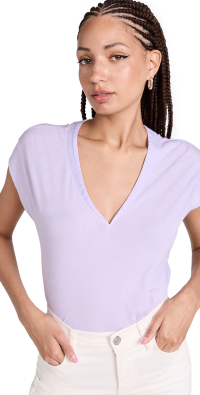 Frame Le Mid Rise V-neck Tee In Lilac
