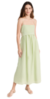 Vince Ruched Panelled Tie-back Midi Dress In Green