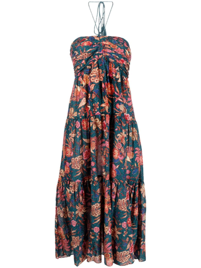 Ulla Johnson Siya Printed Cotton Blend Midi Dress In Delphinium
