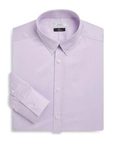 Versace Cotton Twill Dress Shirt In Light Purple