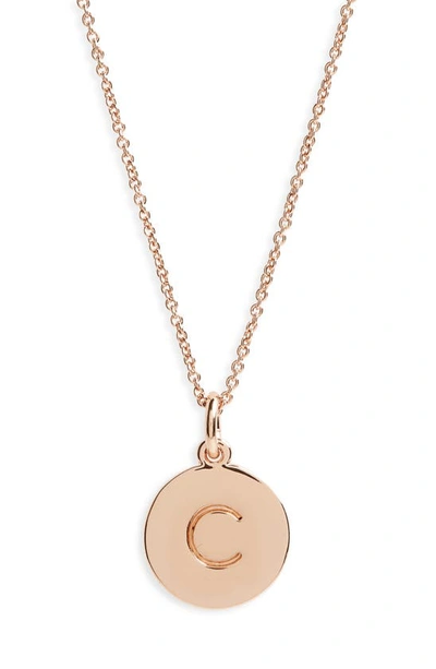 Kate Spade Rose Gold-tone Initial Disc Pendant Necklace, 18" + 2 1/2" Extender In C